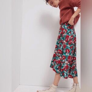 NEW Anthropologie Porridge Womens XS Miley Red Green Ruffle High Low Skirt